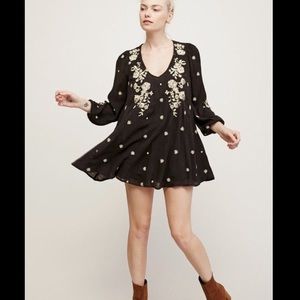 Free People Embroidered Swing Mini Dress L